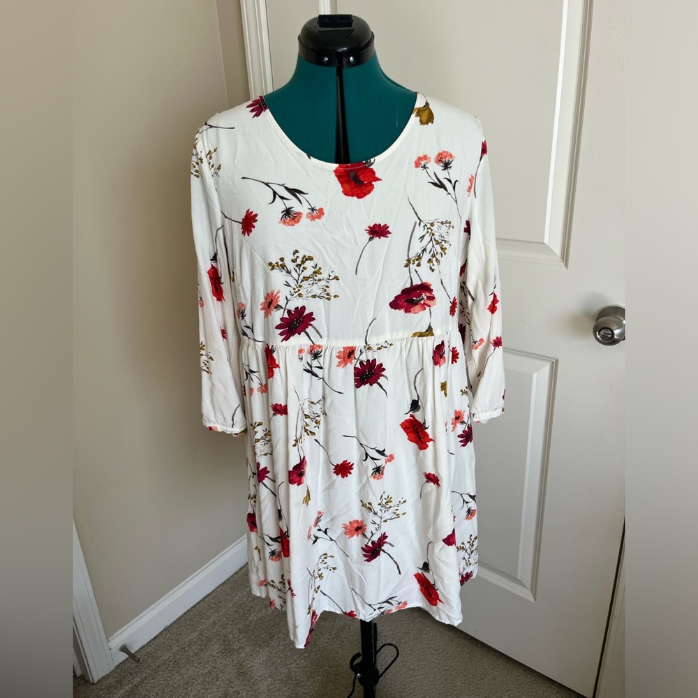 White Fall Floral Old Navy Dress